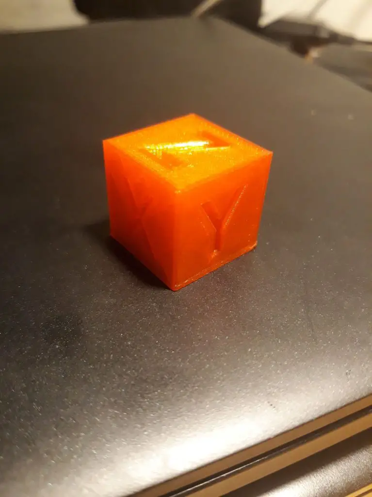 elephants foot in a 3d printed calibration cube