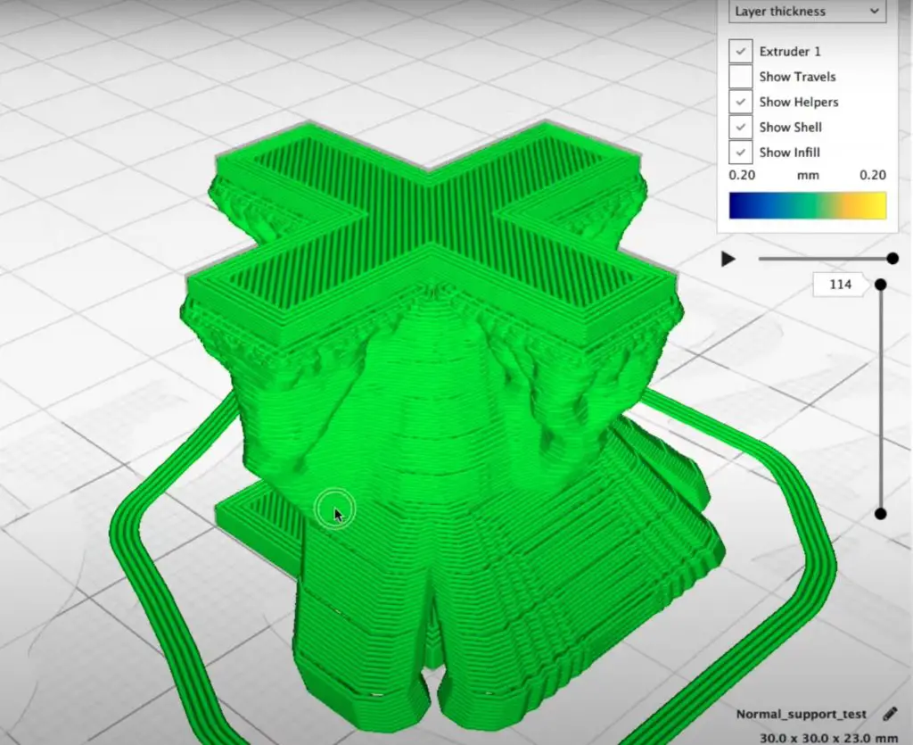 sliced model with tree supports